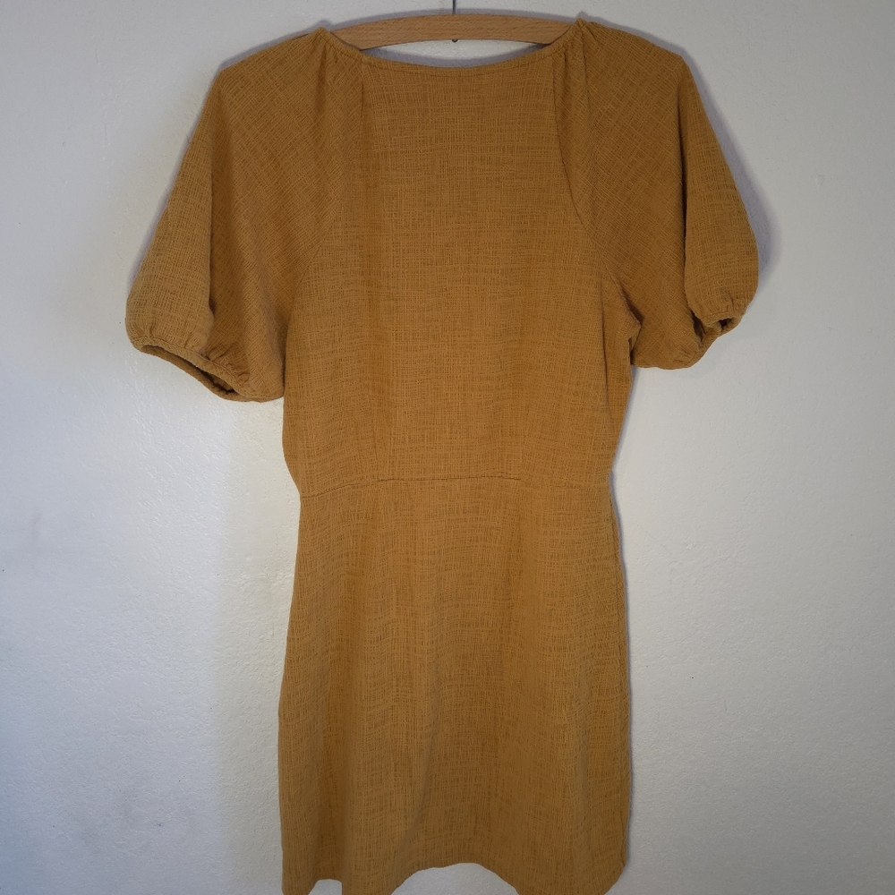 Madewell Texture & Thread Yellow Puff Sleeves Summer Midi Dress WomensSize Small - Picture 3 of 16